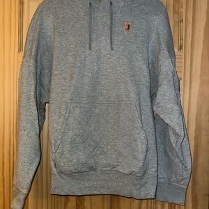 Gray Pullover Hoodie with Ribbed Cuffs